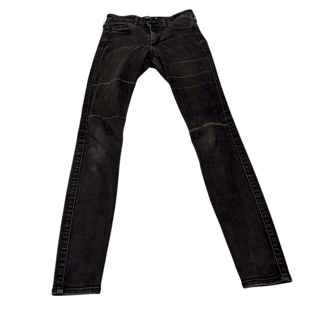 Hollister MID-RISE SUPER SKINNY Black Jeans Fading Detail Size 26x30